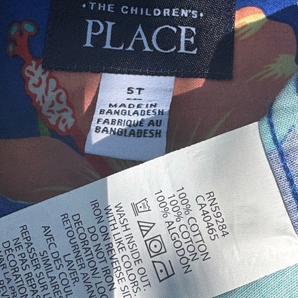 The Children’s Place Blue Tropical Floral Kids Button-Up Shirt | Size 5T - Picture 4 of 4